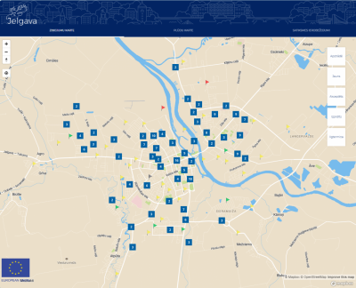Jelgavas interaktīvās kartes ekrānšāviņš